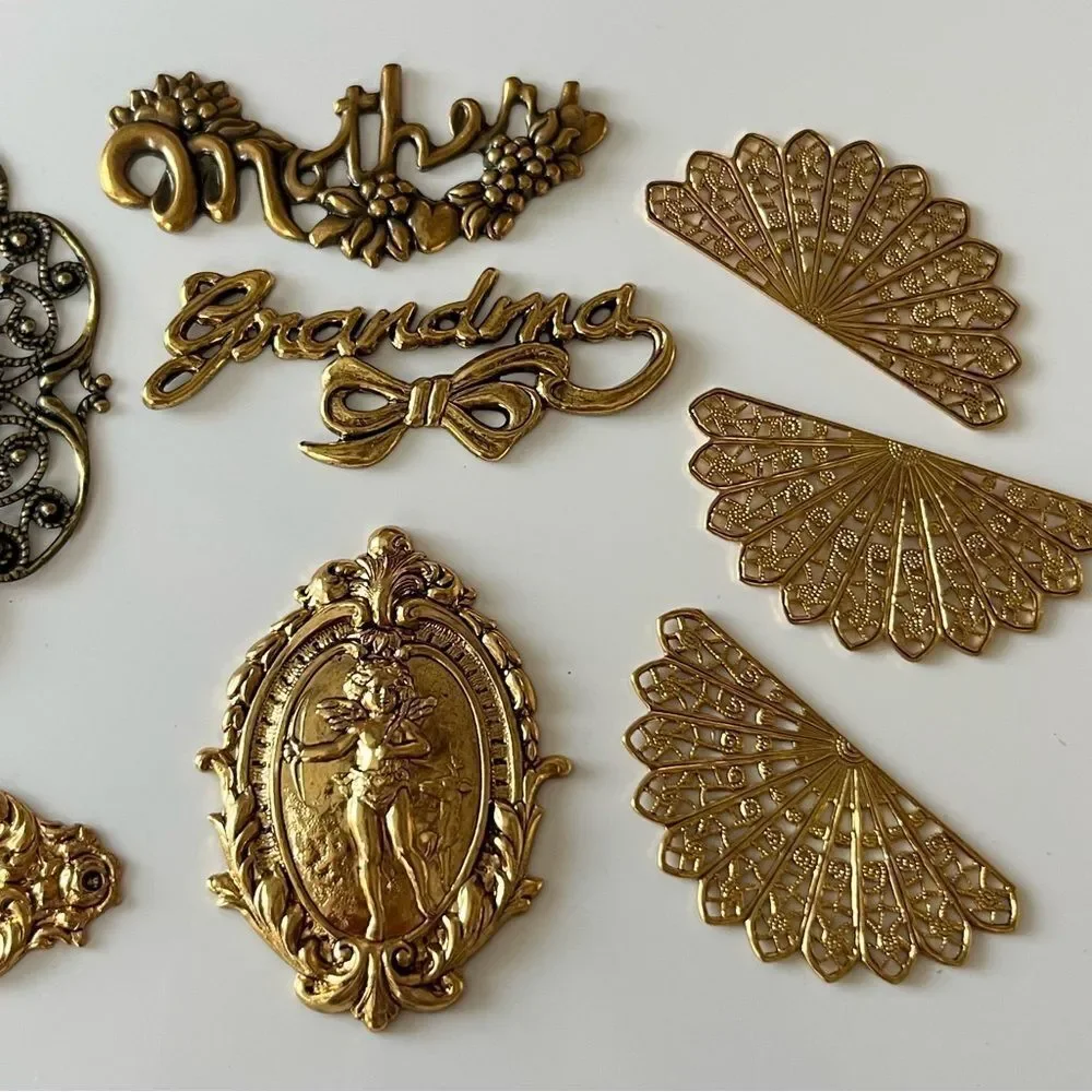 Vintage Brass Metal Stampings & Filigree Lot